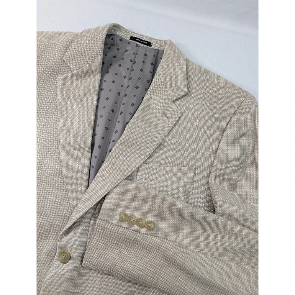 Ralph Lauren Blazer Sport Coat Ivory Burlap 100% Silk Ventless Blazer 42L 44